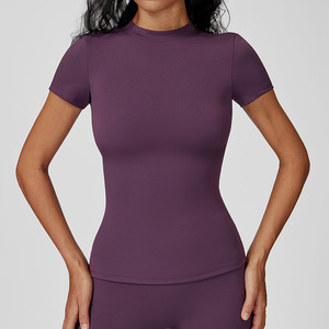 Atasan Yoga Wanita Vintage Cepat Kering Anti Bakteri Ringan Lembut untuk Yoga Fitness Olahraga Luar Ruangan Cetak Label Logo Kustom - Product Image 1