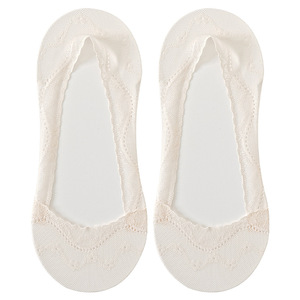 Chaussettes invisibles à bout plat ondulé à motif floral Printemps/Été 2026, en coton respirant avec semelle en maille pour femmes - Product Image 2