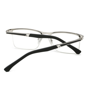 Nuovi Occhiali da Lettura di Alta Qualità Anti Luce Blu, Montatura Semi-Rimless alla Moda in Acciaio Inossidabile Argento/Nero/Grigio Canna di Fucile per Uomo - Product Image 3