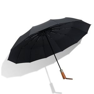 Wholesale Business Advertising Fully-Automatic Solid Wood Handle 190T Nylon Fabric <b>Windproof</b> Sun Rain Ultraviolet Rays <b>Umbrella</b> - Product Image 2