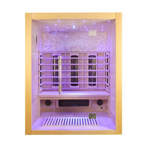 HELIUS Far <b>Infrared</b> Sauna Room with Ceramic Tube <b>Heater</b> Hemlock Solid Wood Modern Design Control Panel 3 Person Capacity - Product Image 2
