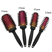 Brosse à cheveux professionnelle à poignée en plastique, brosse thermique ronde en céramique à couleur changeante