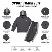 Setelan Training Pria Warna Blok, Jaket Kerah Tegak Resleting, Celana Kaki Lebar, 2 Potong, Pakaian Kasual Streetwear Pria