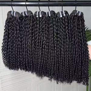 Extensiones de cabello humano virgen vietnamita crudo, rizadas tipo Pixie, teñibles, que pueden ser decoloradas, con doble trama, para pelucas. - Product Image 1