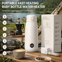 Bouilloire Électrique Chauffante Sans Fil en Acier Inoxydable avec Contrôle Numérique de la Température, Batterie Amovible pour Voiture et Camping-Car