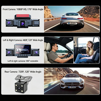 Mini caméra 4 canaux 1080P 360° °   Caméra embarquée 8 Lumières infrarouges Vision nocturne 170 °    Caméra de recul pour voiture avec moniteur de stationnement 24H