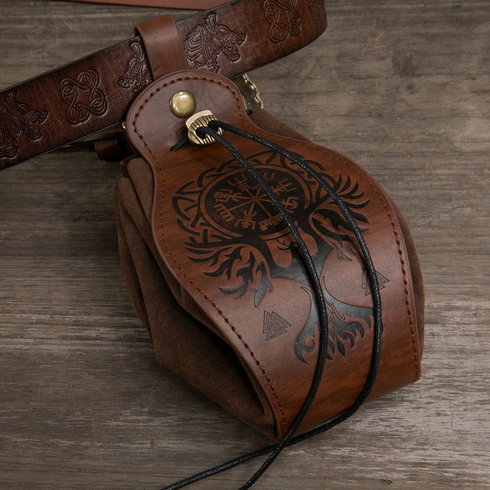 Sac à Dés Byhoo – Poche En Cuir Pour Jeux De Plateau, Capacité 6 Sets, Look Médiéval Pour D&D Et RPG