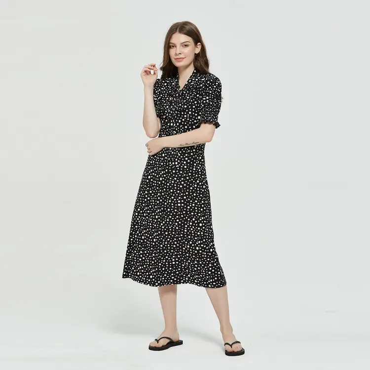 woman dresses new arrivals 2021 Polka dot summer one-piece long skirt black and white elegant dress