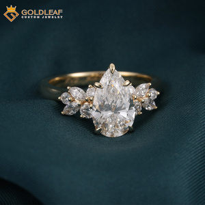 Goldleaf 10K Gold 2 3 4 Carat D VS1 Pear Shape Diamond Fancy Ring for Wedding, <b>Gift</b>, <b>Memorial</b>, Daily Wear - Product Image 2