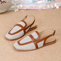 Chaussures décontractées pour femmes, nouveau style, sandales plates à bout carré et à lanières, à talon mi-haut, tendance pour femmes