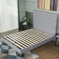 Lit Queen Moderne de Luxe ODM avec Design Capitonnée, Cadre en Bois de Pin, Revêtement en Tissu, Taille Personnalisable, Facile à Assembler, Meuble de Chambre