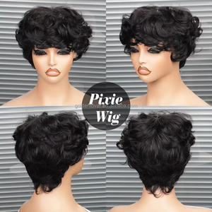 Hightlignt mùa hè nóng mặc và đi 100% tóc con người PIXIE tóc giả tóc con người cho phụ nữ da đen glueless PIXIE cắt tóc giả tóc con người tóc giả - Product Image 3