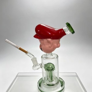 Cachimba de cristal transparente con diseño de cabeza de personaje, novedosa, para fiestas, artículos de bebida personalizados - Product Image 4