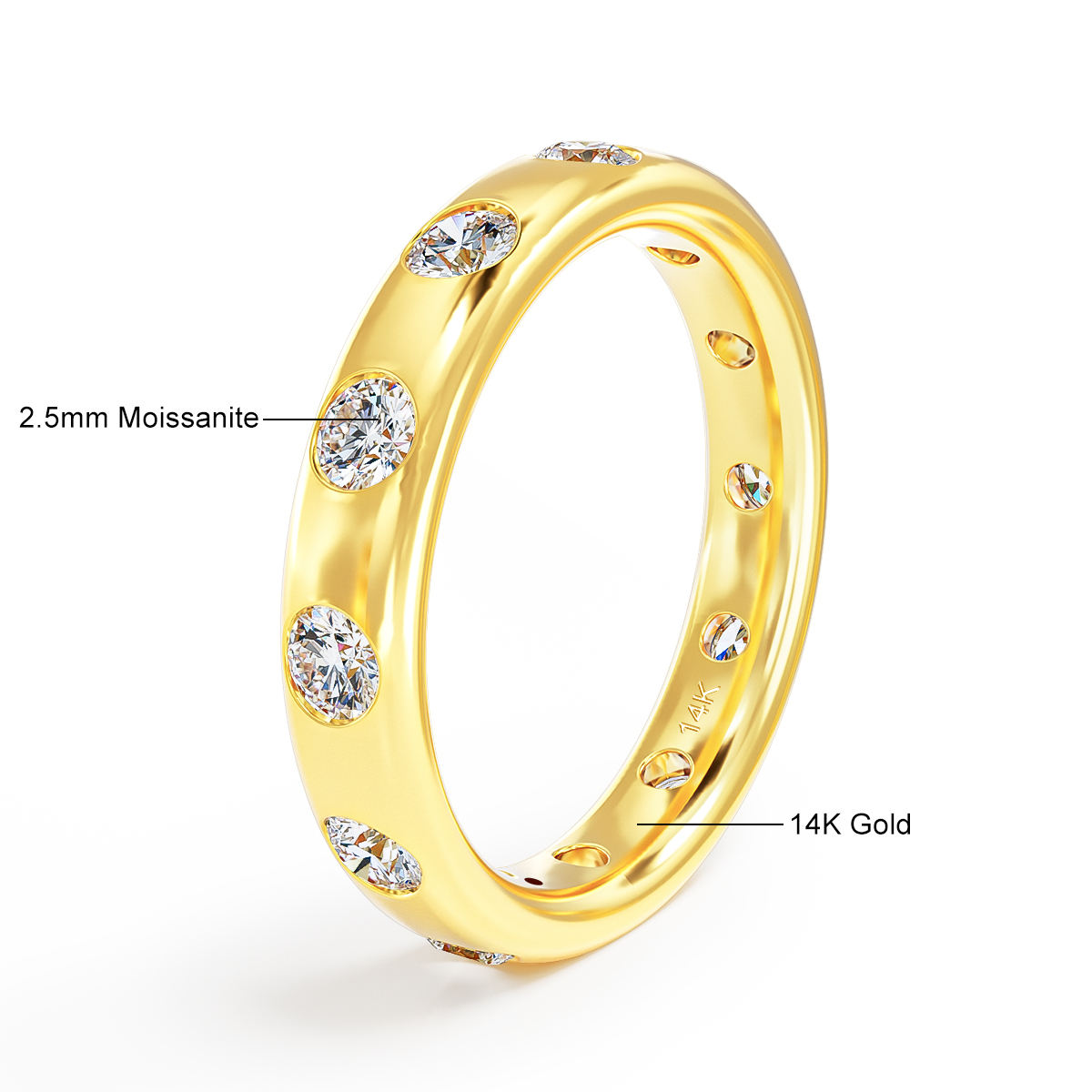 Bague creuse en or 14 carats