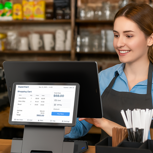 Nueva Caja Registradora Táctil Ultrafina de Aluminio de 15.6 y 10.1 Pulgadas, Plegable y Giratoria, para Supermercados, Comercios y Cafeterías - Product Image 1