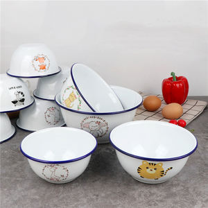 カスタマイズされたロゴヴィンテージ16lビッグホワイトウォッシングストロベリーブリキホワイトカラーセラミックメタルエナメルボウル - Product Image 4