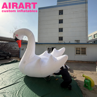 Décoration d'activités de plein air, cygne gonflable blanc, animal gonflable LED pour exposition