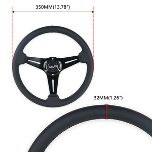 Volant RAS 35 cm 14 pouces en cuir véritable 3 branches pour voiture de course - Product Image 2