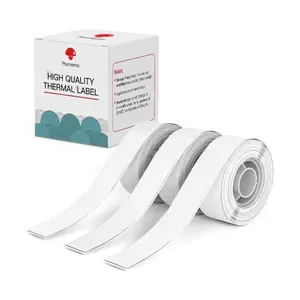 Phomemo 15mm X 4m Etiquetas térmicas Negro sobre blanco Etiqueta continua Papel autoadhesivo para D30 <span class=keywords><strong>Mini</strong></span> fabricante de etiquetas para el hogar/Oficina - Product Image 1