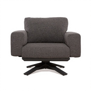 Sofá moderno de una plaza con cojín, respaldo acolchado, brazos acolchados y base giratoria de metal para sala de estar - Product Image 1
