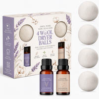 Lot de 4 boules de séchage en laine pour linge avec huile essentielle de lavande, adoucissantes réutilisables