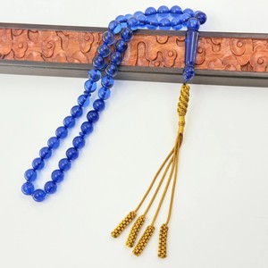 Rosario Islamico, Braccialetti Arabi, Perle di Preghiera in Resina Blu, 10mm, 45 Pezzi, Rose Musulmane, Lode a Lui, Misbaha Tasbih - Product Image 5