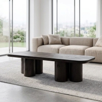 Table ronde moderne en bois pour café et thé/salle à manger, meubles de salon avec structure en acier, facile à nettoyer