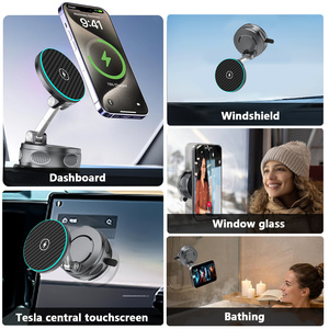 Support de <span class=keywords><strong>chargeur</strong></span> de voiture sans fil 15W à charge rapide avec aimant puissant N52 pour téléphone portable - Product Image 3