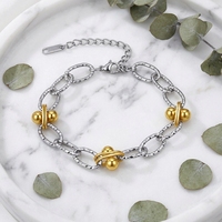 Bracelet porte-bonheur bouddhiste fait main en acier inoxydable plaqué or 18 carats QUSEDISY, géométrique, unisexe