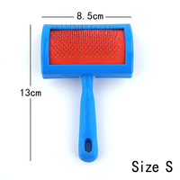 Brosse à poils bleue pour animaux de compagnie, peigne à aiguilles en acier inoxydable, manche en plastique, brosse de toilettage pour chiens et chats, brosse anti-poils
