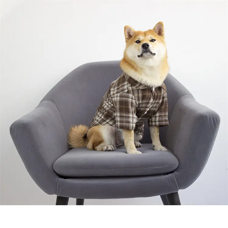 Camisa xadrez para cachorro, roupas para cachorros pequenos e médios, camiseta macia para animais de estimação, roupa respirável adorável com grade
