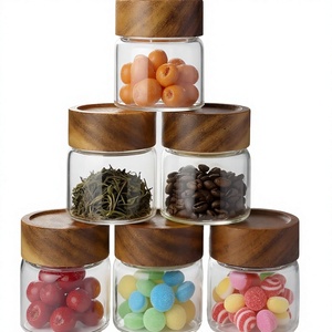 Glass Overnight Oats <b>Jar</b> Acacia Wood Lid Airtight Handmade Kitchen Meal Prep Container Yogurt Chia Snacks <b>Spice</b> Parfait Food - Product Image 2