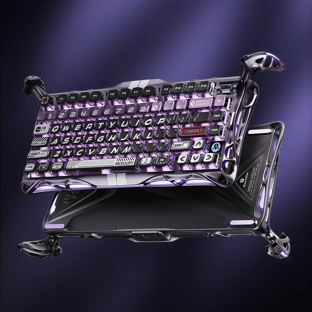 GravaStar Mercury V75 Pro - Iron Purple Wired Keyboard 8kHz Polling Rate Magnetic Jade Switch Hot-Swap RGB 75% Layout Keyboard