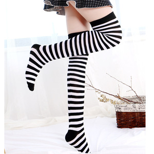 Vớ Nữ giáng sinh Mùa Thu/Mùa Đông vớ Cổ Điển Sọc Đỏ và Trắng SỌC NGỰA VẰN ngày qua đầu gối vớ học sinh - Product Image 4