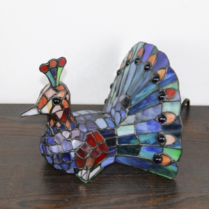 LongHuiJing Tiffany Handmade Peacock Table Lamp Style Table Lamp Multi-color Stained Glass Lampshade Home Decoration <b>Night</b> <b>Light</b> - Product Image 2