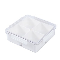 Plateau à fruits divisé amovible avec couvercle, boîte de rangement alimentaire, boîte de service pour collations, organisateur de fruits et légumes