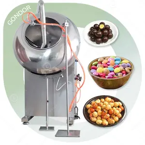 Machine automatique d'enrobage de bonbons en acier pour le polissage de moules à sucre de laboratoire pour les bonbons.