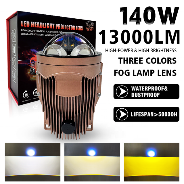 L30-2 New 3 Inch 140W Golden Bi LED Fog Lamp Projector Lens 3000K 5800K LED Hi Low Beam LED Dual Laser Fog Light for Car