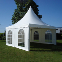 Tente Pagode 5x5m avec Bâche PVC Transparente, Conception Modulaire, Toit Pointu pour Activités Extérieures et Expositions