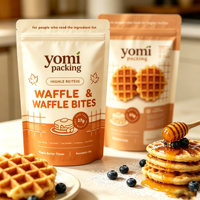 Sachet Doypack en plastique imprimé personnalisé, laminé, de qualité alimentaire, refermable à fermeture éclair, pour mélange de crêpes, gaufres, poudre de farine et poudre de gâteau