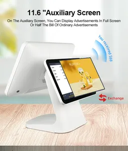 JSJ75 Sistem All In One Pos Android Windows Pos Terminal Layar Ganda Mesin Kasir Sentuh Mesin Penagihan