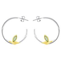 Lotus Fun Pure 925 Sterling Silver Natural Aventurine Round Circle Hoop Boucles d'oreilles Fine Jewelry pour les femmes pour les mariages