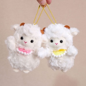 Llavero de Peluche de Cordero Peludo Personalizado de Fábrica, Oveja Blanca Suave con Babero para Decoración de Mochila de Estudiante - Product Image 2