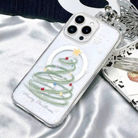 Nouvelle Coque de Téléphone pour iPhone 17 16 15 Pro Max avec Motifs de Dessins Animés, Rubans Colorés, Sapins de Noël, Petites Lumières et Étoiles, et Impression à Grands Pores