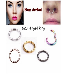 Anneau de nez en acier inoxydable 316, type clicker |   Bijoux de corps : Boucles d'oreilles créoles pour hélix, cartilage, tragus, lèvre, septum |   Hypoallergénique - Product Image 5