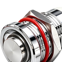 Interrupteur à bouton-poussoir métallique étanche de 12 mm avec réinitialisation lumineuse, à verrouillage, tête haute et tête plate