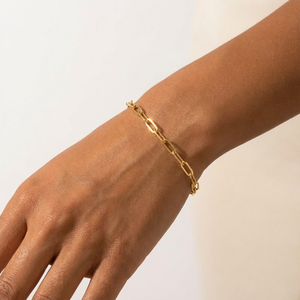 قلادة من الفولاذ المقاوم للصدأ مطلية بالذهب عيار 18 قيراط، سلسلة حبل بالجملة، طقم أساور للنساء، مقاوم للماء وبتصميم بسيط - Product Image 2