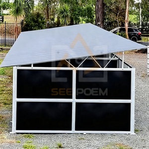 Stalle Prefabbricate Temporanee in Acciaio per Cavalli, Box Portatile da Esterno con Tetto e Rastrelliera per Fieno, per Fattoria, Maiali, Polli, Cani e Conigli 3x3m - Product Image 3