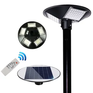 PIR Motion Sensor Pole street light with remote control 600W outdoor waterproof UFO round ABS All In One solar led street light