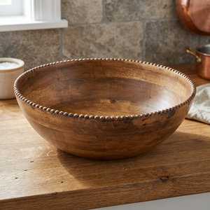 Tazón para Servir de Madera de Acacia Pulida Estilo Vintage BS INTERNATIONAL BS-0077 100% Ecológico, Apto para Alimentos, 0.4 kg, Hecho en Uttar Pradesh - Product Image 1